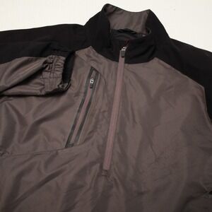 Zero Restriction Windshirt Pullover Mens L Black Grey Tour Series Half Zip W273